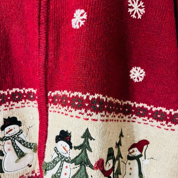 Vtg Croft & Barrow Christmas Sweater Womens 1X Cardigan Zip Snowman Ugly Sweater - Picture 4 of 9